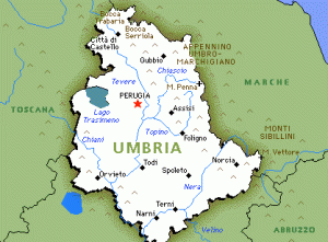 Map of Umbria, Italy